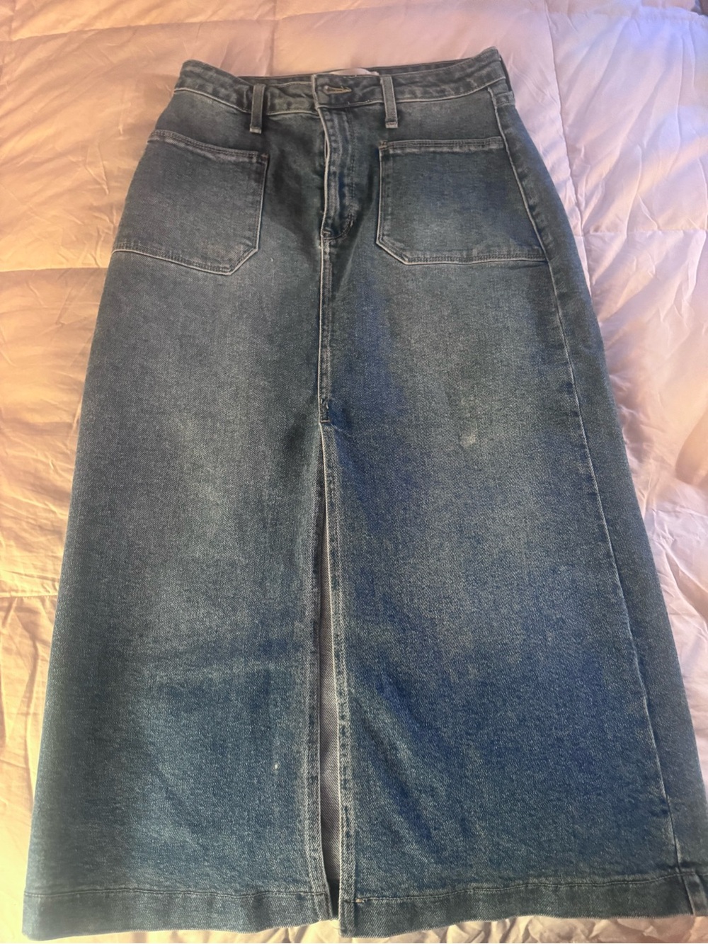Denim Flare Skirt in Blue Wash